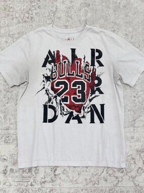 distressed Air Jordan Bulls graphic tee shirt
